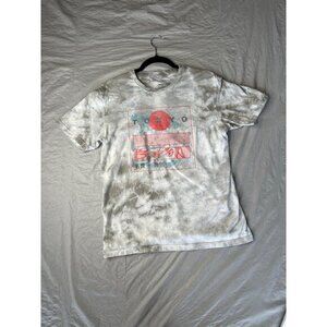 Original Black Basic Mens gray Shirt Medium graphic print short sleeve round nec